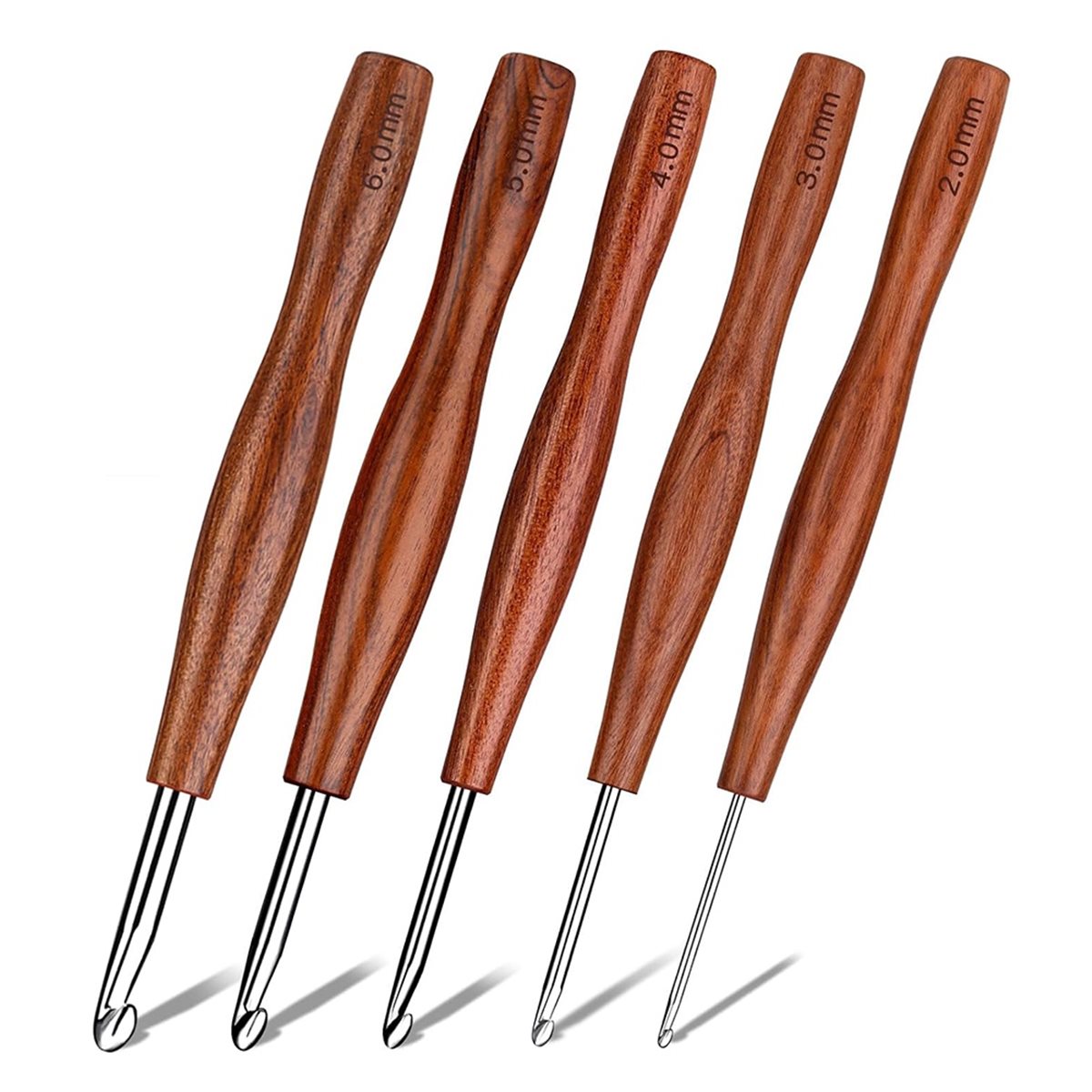 NOCM 5 Pcs Crochet Hook, 5 Siz - Wooden Crochet Hooks Ergonomic Handle review and price