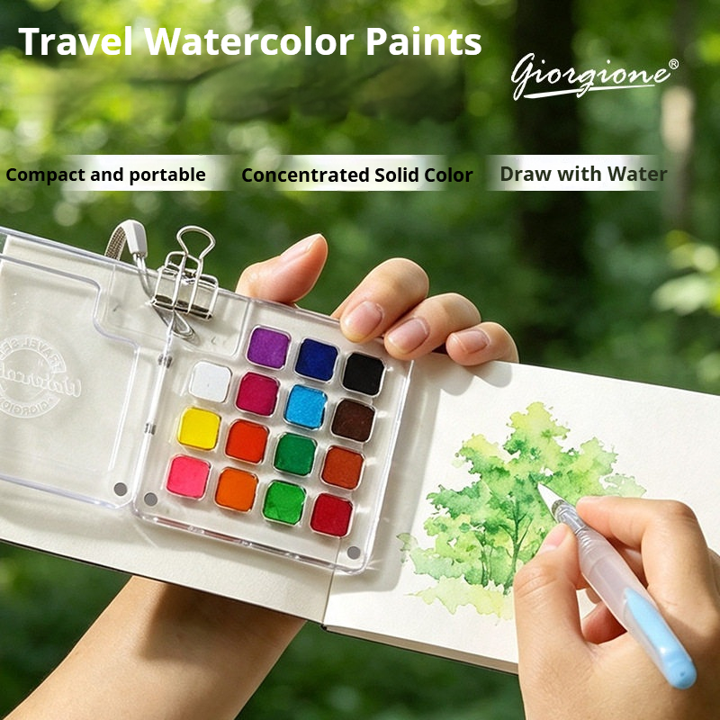 15 Colors Portable Travel Soli - Watercolor Paint Set Solid Pigment review and price