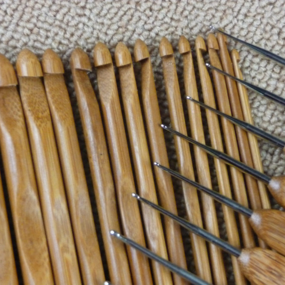 12Pcs Wood Knitting Needles Se - Wooden Crochet Hooks Ergonomic Handle review and price
